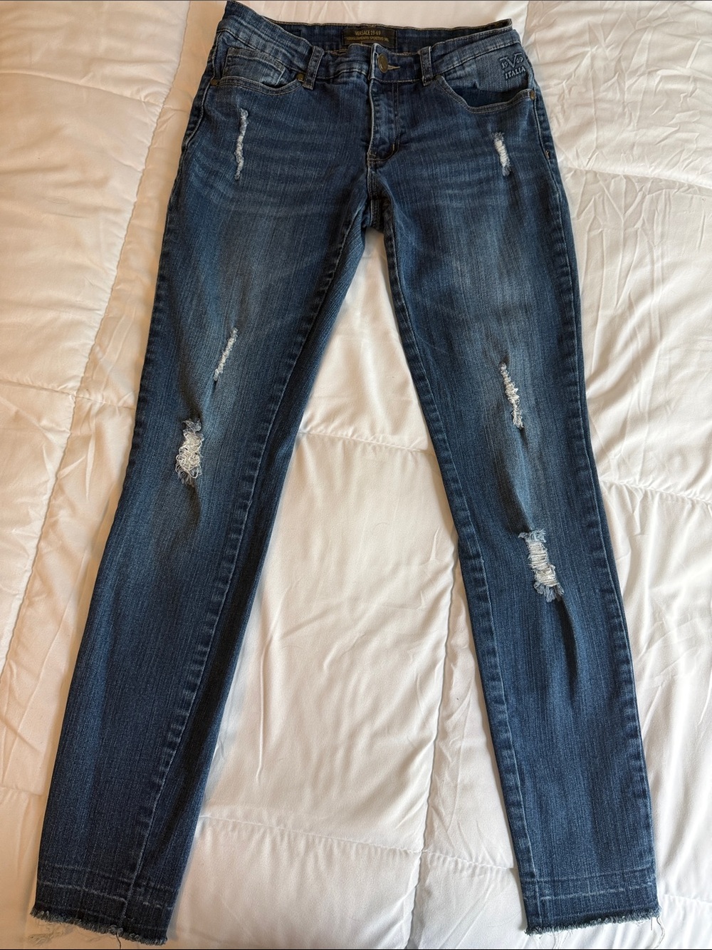 Versace 19V69 Dark Blue Distressed Women's Skinny Jeans